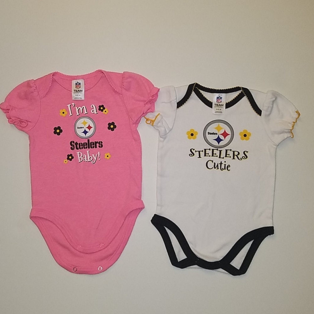 2 Steelers baby girl onesies